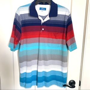 Soft Blue Striped Yacht Club Men’s Polo Shirt XL